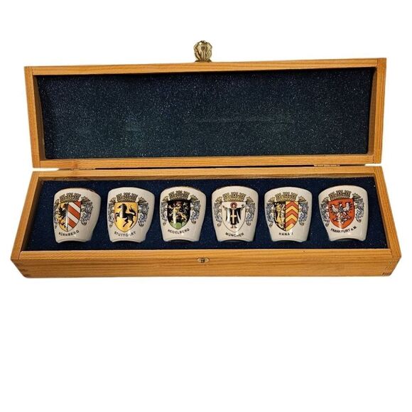 Antique Collectible German Shot Glasses with strage box, Rare Find - Picture 1 of 11